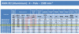 3.0kW (4.0hp) Three Phase Motor 4 Pole (1500RPM) 100 Frame